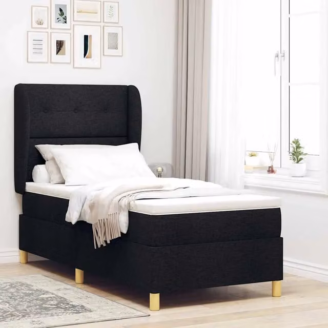 Letto ibrido con testiera in tessuto nero vidaXL L: 200 cm, P: 90 cm