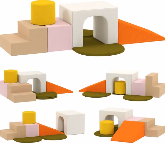 Set di 8 Costruzioni Morbide AIYAPLAY per Bambini da 0 a 3 Anni in Velluto e Schiuma PU Arancione