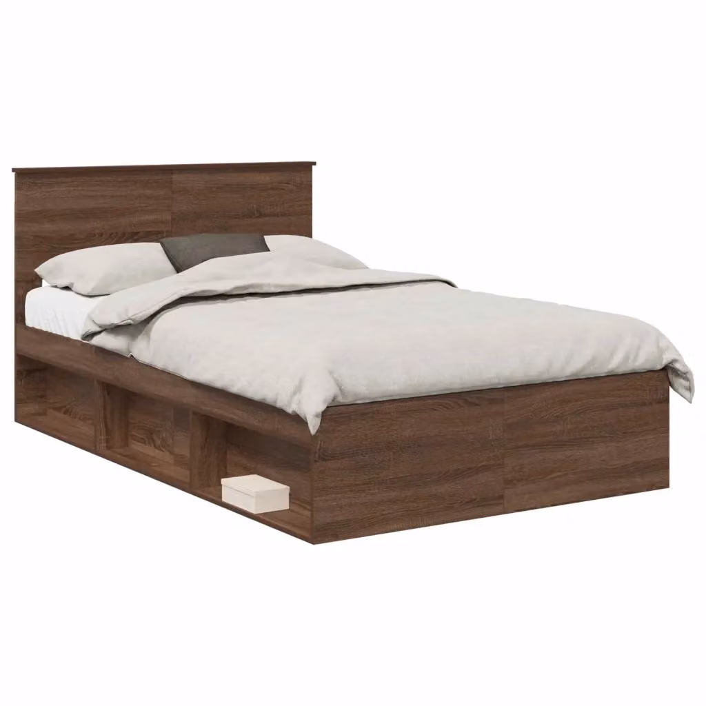 Struttura letto moderna con testiera vidaXL in legno color rovere marrone L 120 x P 200 cm – 2