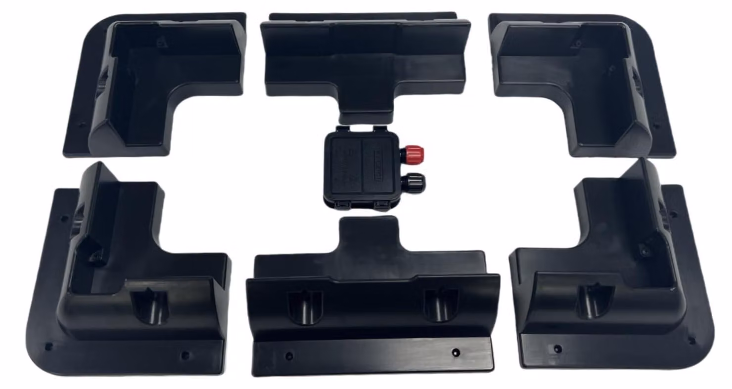 Kit di montaggio per pannelli solari, composto da 7 elementi, in ABS, colore nero, per tetti piani