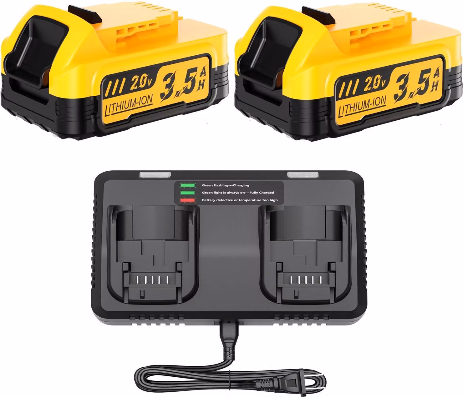 Batteria di ricambio per DeWalt 20V, DCBP034 Li-Ion 3500 mAh, arancione; per utensili a batteria, compatibile con DCBP518 e caricatore Compact 2BAT-6A