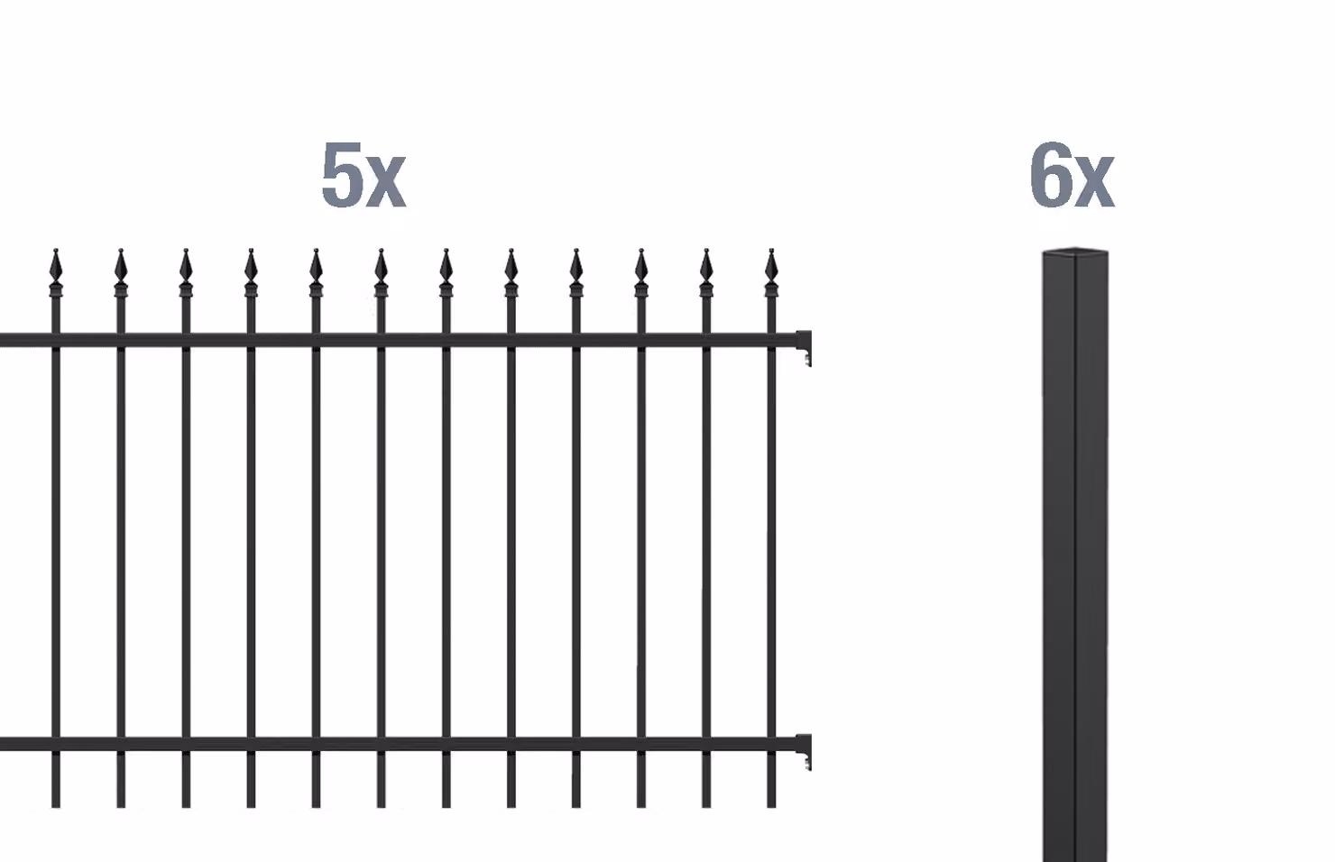 Alberts 510275 Set completo di recinzione Chaussee, per la posa in opera di calcestruzzo, nero opaco, altezza 120 cm, lunghezza 10 m