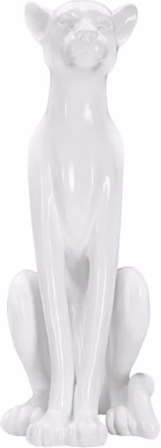 Scultura Leopardo seduto Vikasa Home in resina bianca lucida Altezza: 74 cm