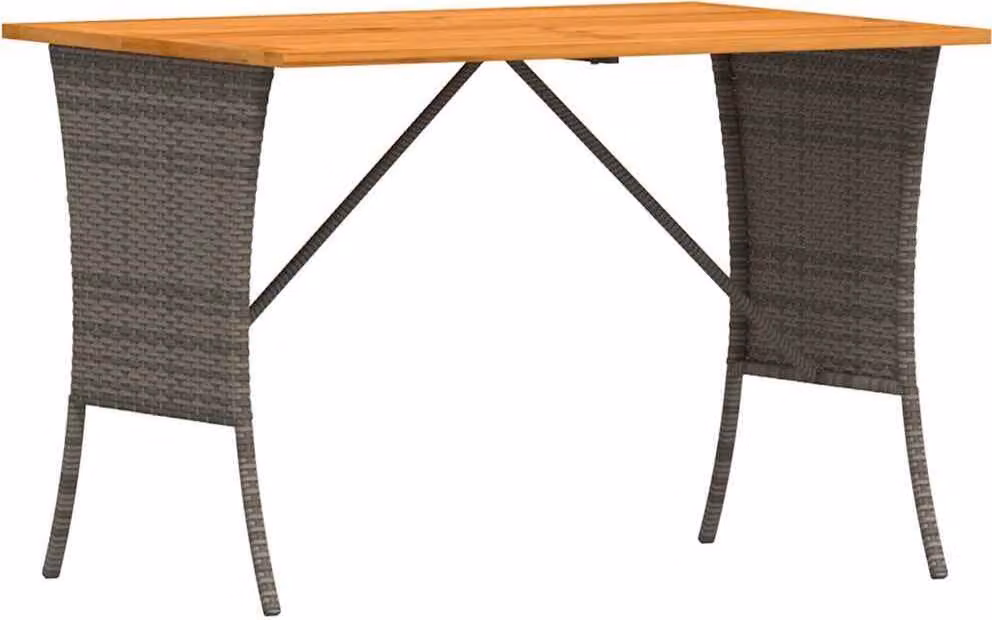 Tavolo Giardino Piano Legno Acacia Grigio 105x75x72 Polyrattan