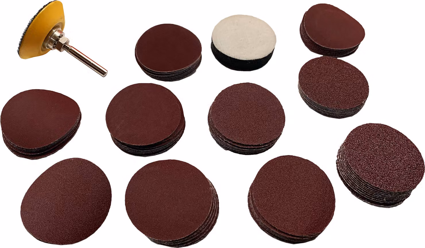 Set di carte abrasive da 50 mm e adattatore (con 100 dischi, grana 80-2000)