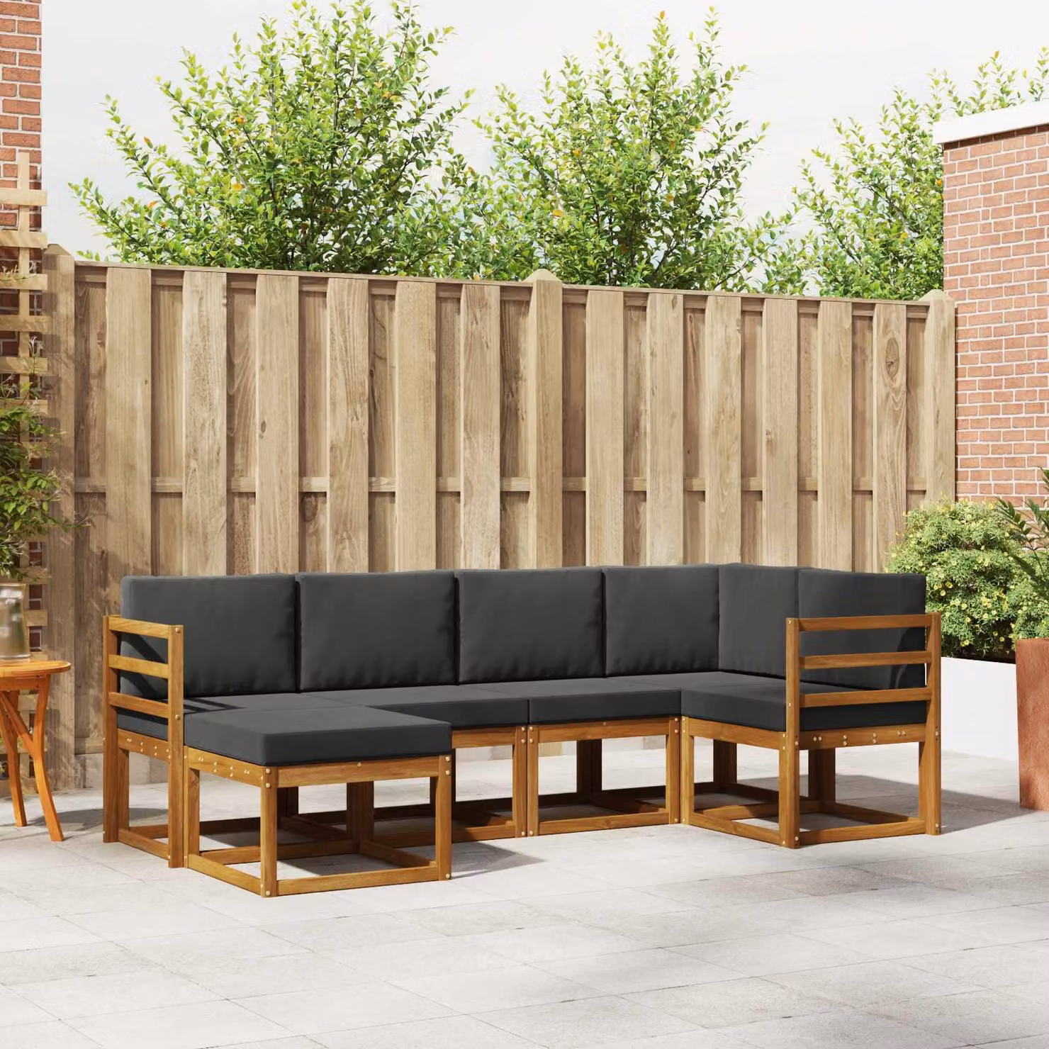 Set di divani da esterno vidaXL 6 pz in legno di acacia con cuscini, beige e antracite