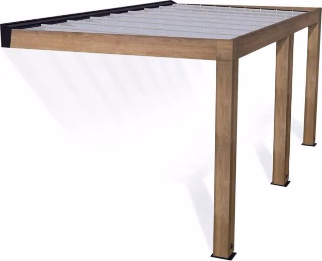 Pergola Palram Helsinki in legno e policarbonato, L: 5,3 m x P: 3 m, Grigio e Marrone