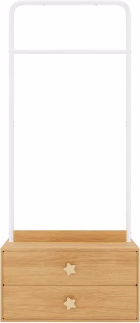 Appendiabiti per bambini 70x55x168 cm con 2 cassetti in MDF; legno naturale