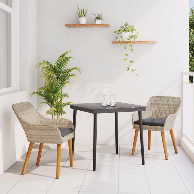 Maison Exclusive - Set da Pranzo per Giardino 3 pcs Grigio chiaro polyrattan