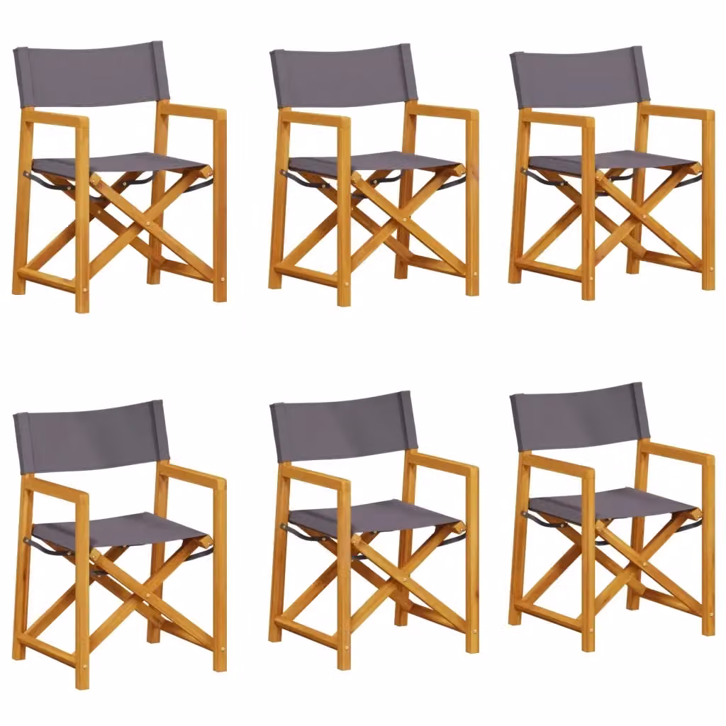 Set di 6 sedie da giardino vidaXL in legno di acacia oliato e tessuto grigio, impilabili con braccioli – 2