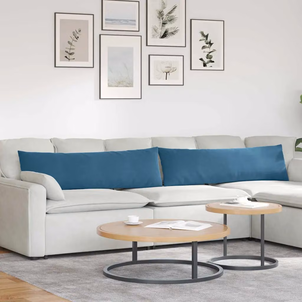 Set di 2 cuscini da divano vidaXL in tessuto a coste blu, L 145 x P 40 x H 40 cm