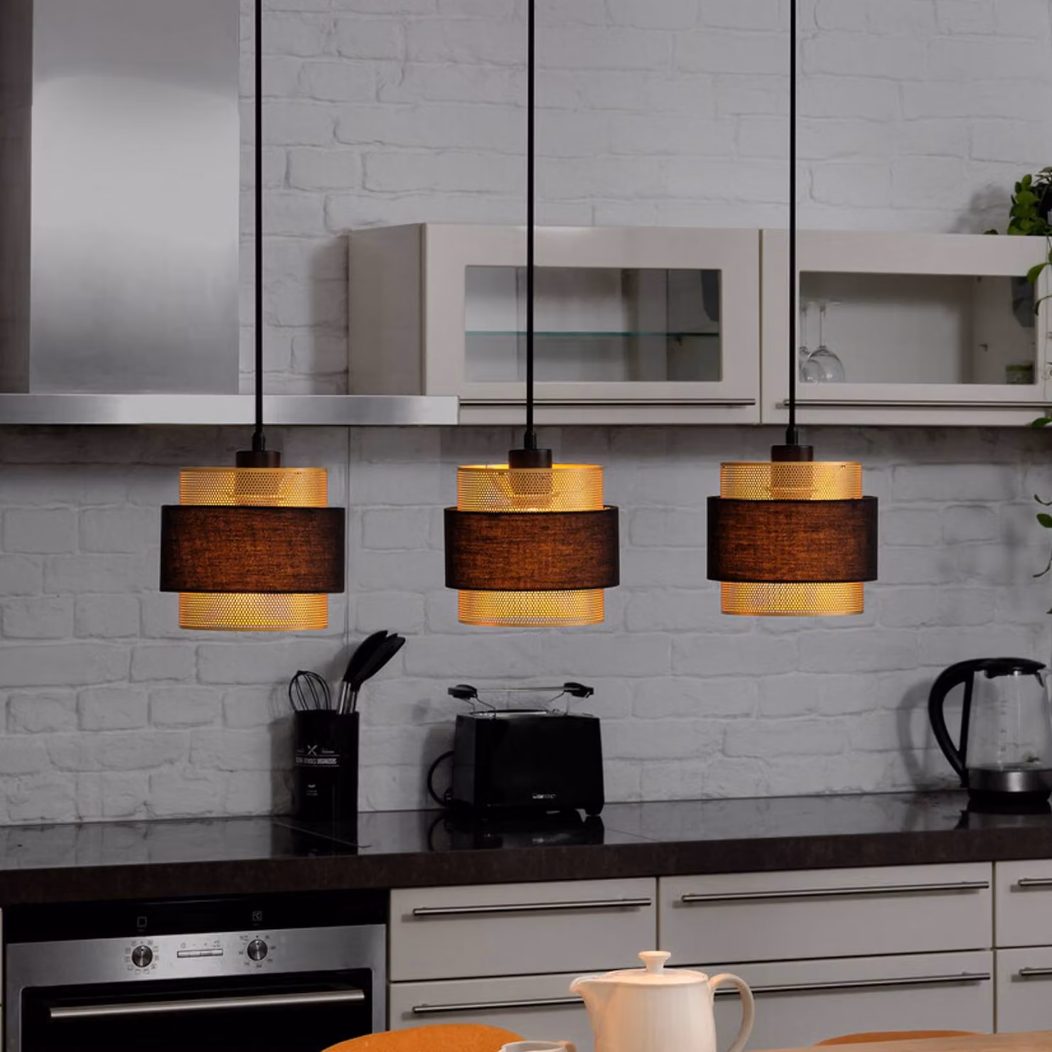 OSRAM Lampada a sospensione Decor Hornet, dimmerabile, Nero, Soggiorno / Sala da pranzo, Tessuto / Stoffa / Seta, Moderno, Lampada a sospensione