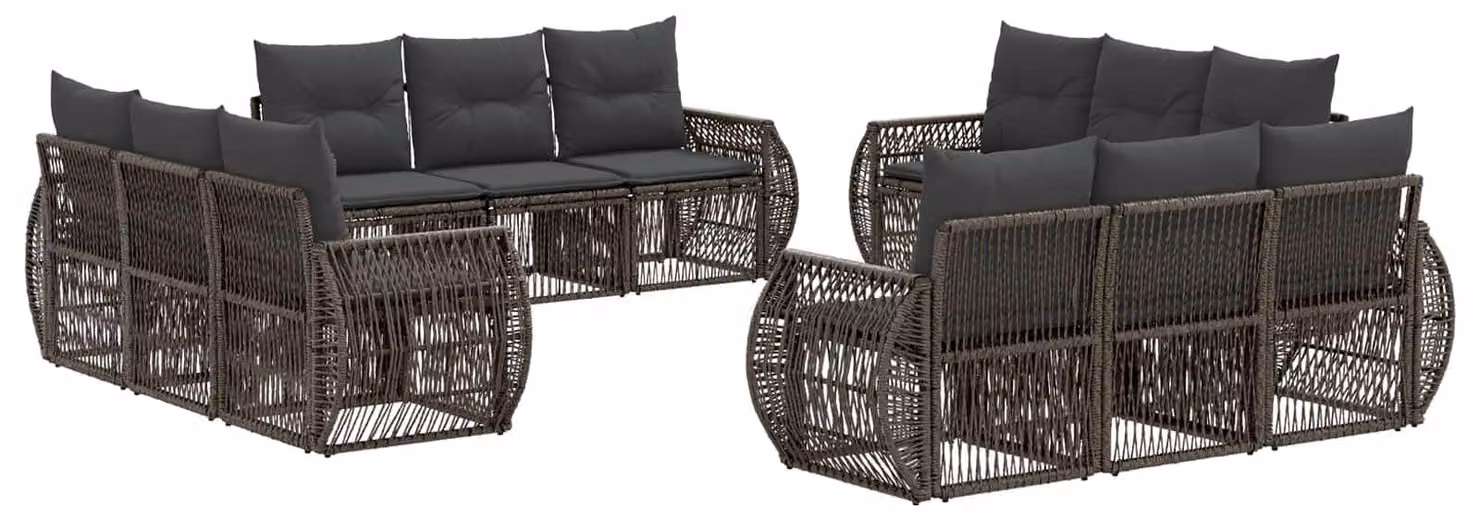Set di divani da giardino, 12 pezzi, color grigio e grigio scuro, in rattan sintetico