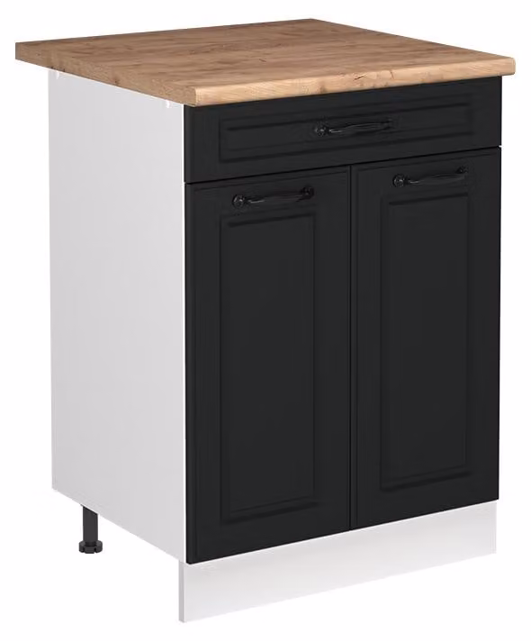 Mobile lavello cucina Vicco R-Line Antracite country/Bianco 60 cm piano di lavoro Rovere dorato, Model 72989