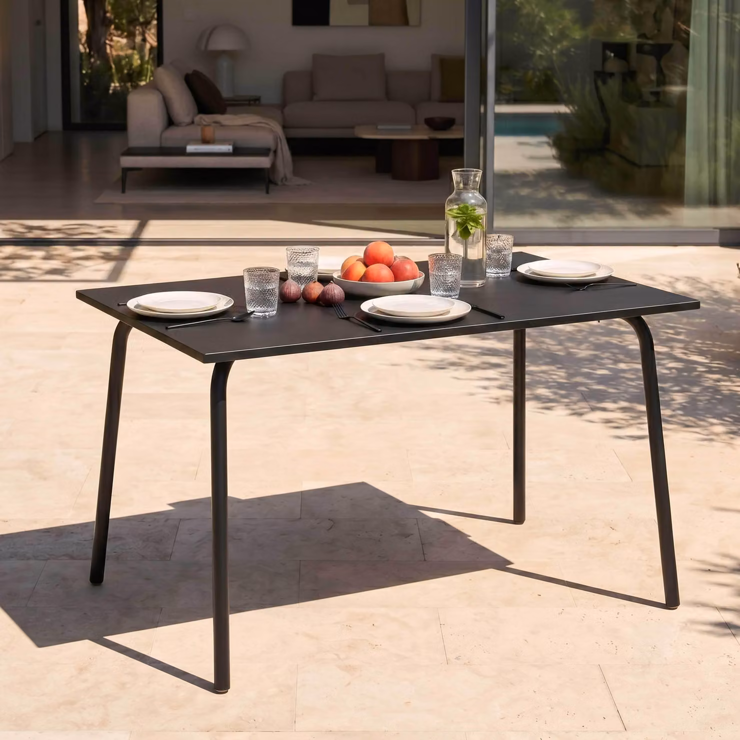 Tavolo da giardino in acciaio 120 x 70 cm nero - Oviala Palavas
