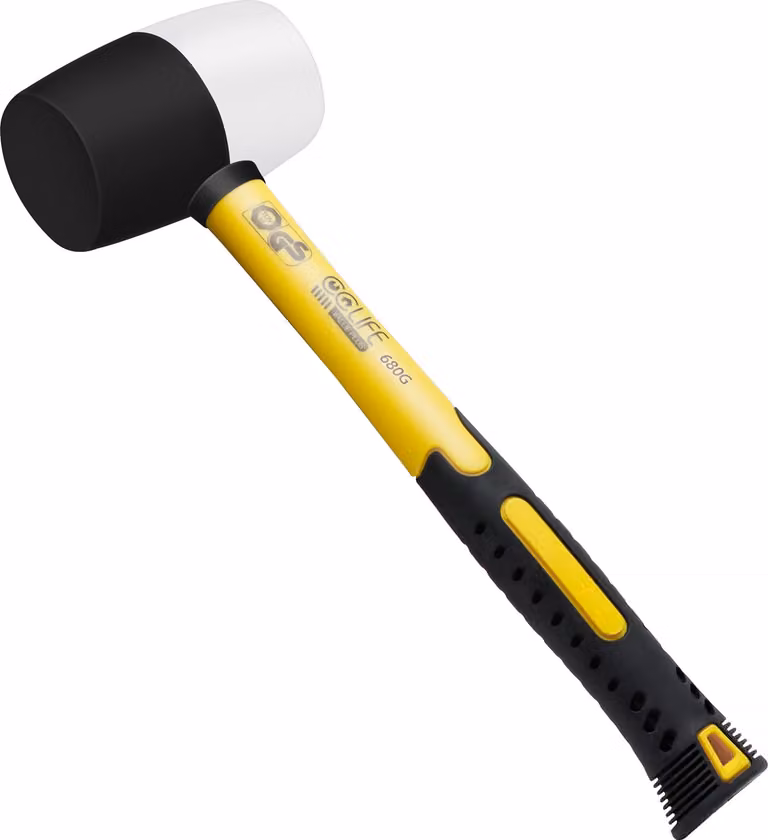 CCLIFE, martello in gomma da 680g, e GS. Martello in gomma con due lati, ideale per pavimentisti e piastrellisti. Colore: nero/bianco
