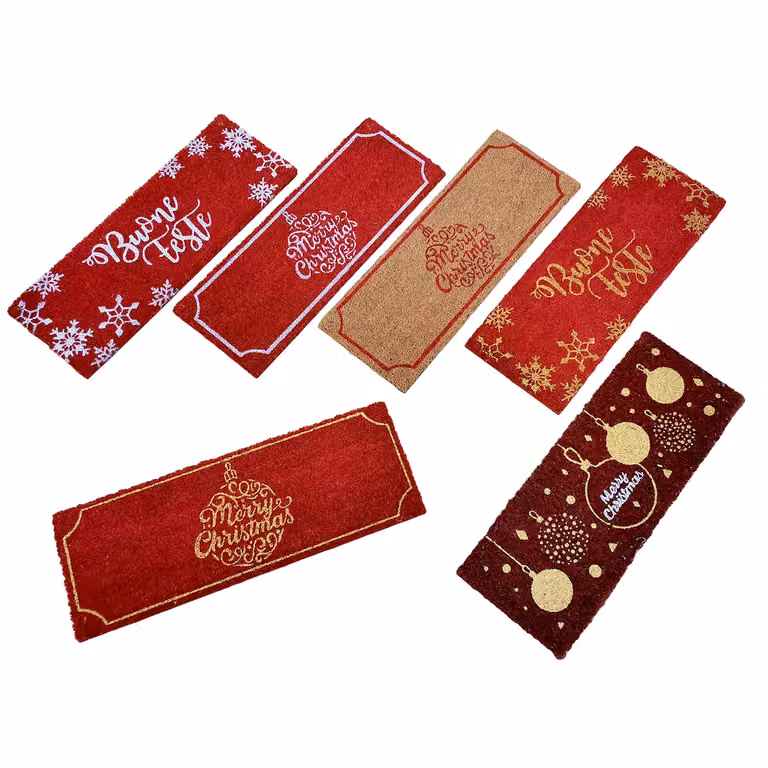 Zerbino Natalizio VESTIAMO CASA in Fibra di Cocco e PVC, Antiscivolo e Repellente di Sporco, Rosso, L: 70 cm x P: 26 cm