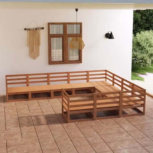 Set Divani da Giardino 10 pz in Legno Massello di Pino 3075997