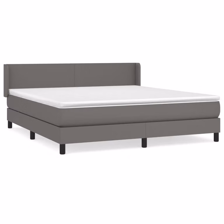 Giroletto a Molle con Materasso Grigio 160x200 cm in Pelle finta