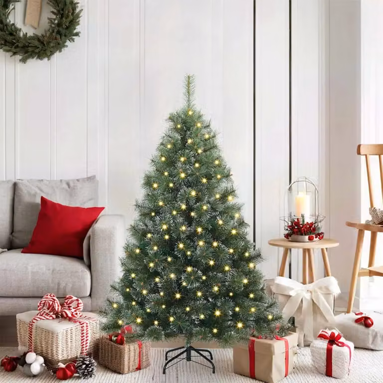 Albero di Natale artificiale vidaXL verde con 150 LED luce bianca calda in PE e PVC, Altezza: 120 cm