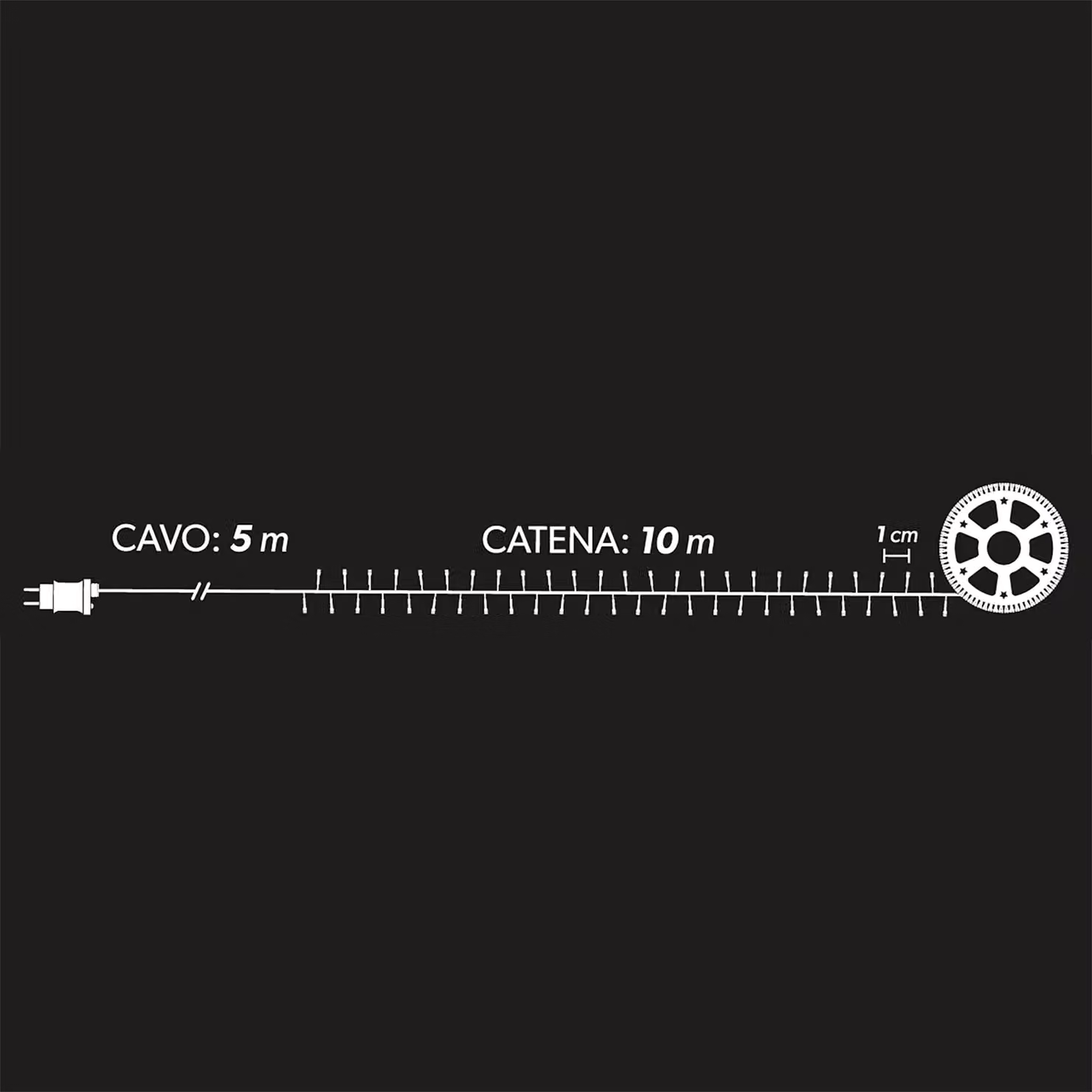 Dictrolux Catena Luminosa Cluster con 1000 LED Bianco Caldo e Verde, Lunghezza: 10 m – 3