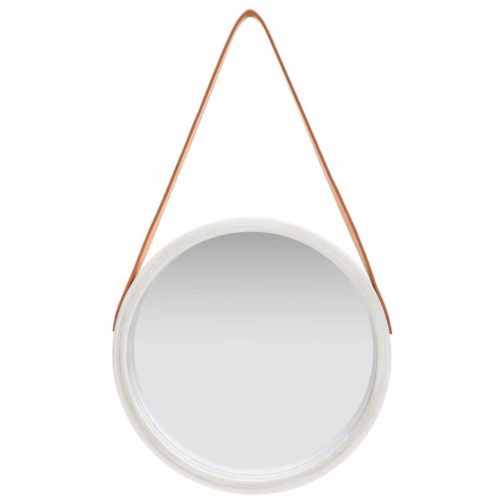 Specchio da Parete con Cinghia 40 cm Argento