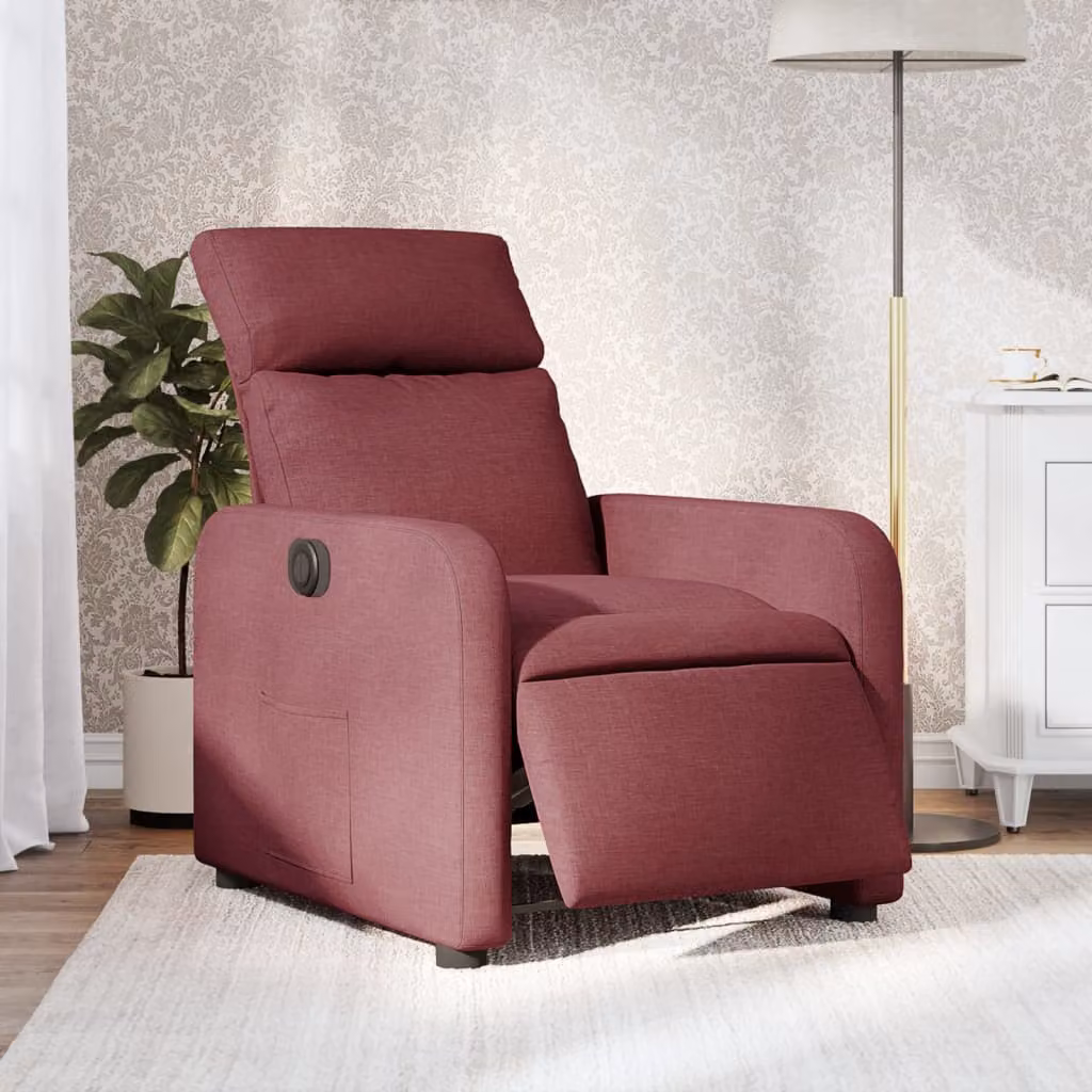 vidaXL Poltrona Elettrica Reclinabile in Tessuto Rosso con Braccioli – 1