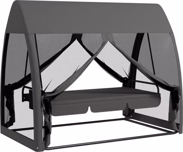 Divano a dondolo da giardino con zanzariera e funzione letto ¨C Minimal ¨C Grigio
