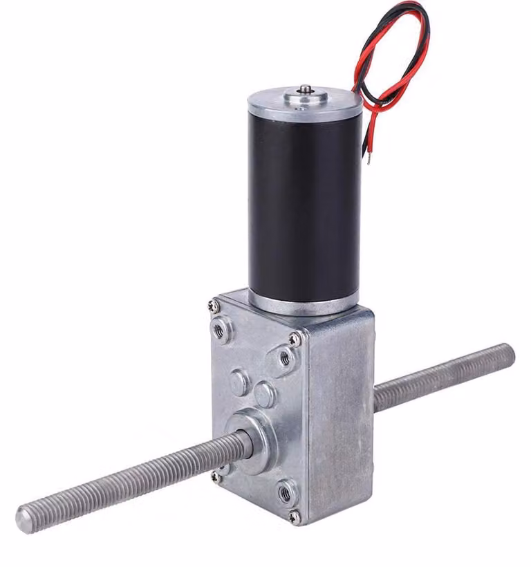 Motore a vermi da 12V DC, albero doppio M8, rapporto di riduzione 670:1
