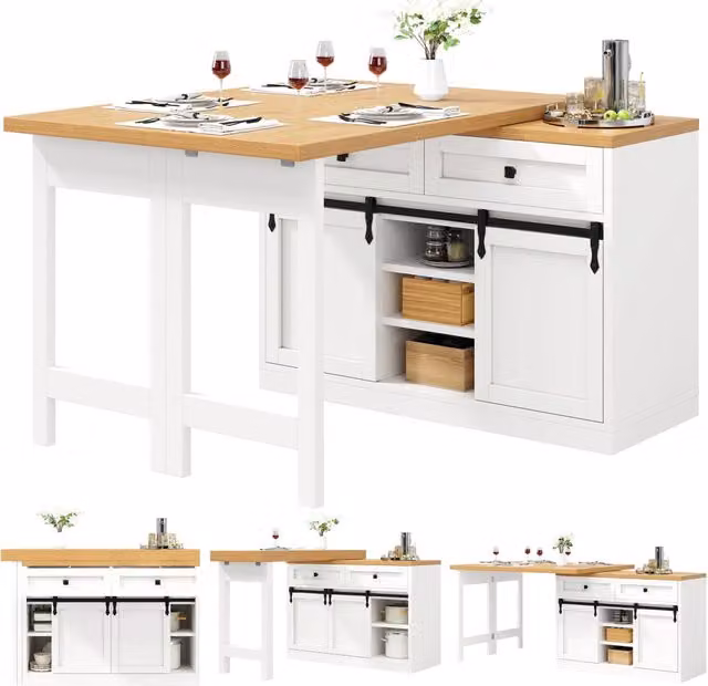 Tavolo da pranzo allungabile 110-140 x 80 cm; MDF e metallo nero; con portabottiglie per cucina e soggiorno