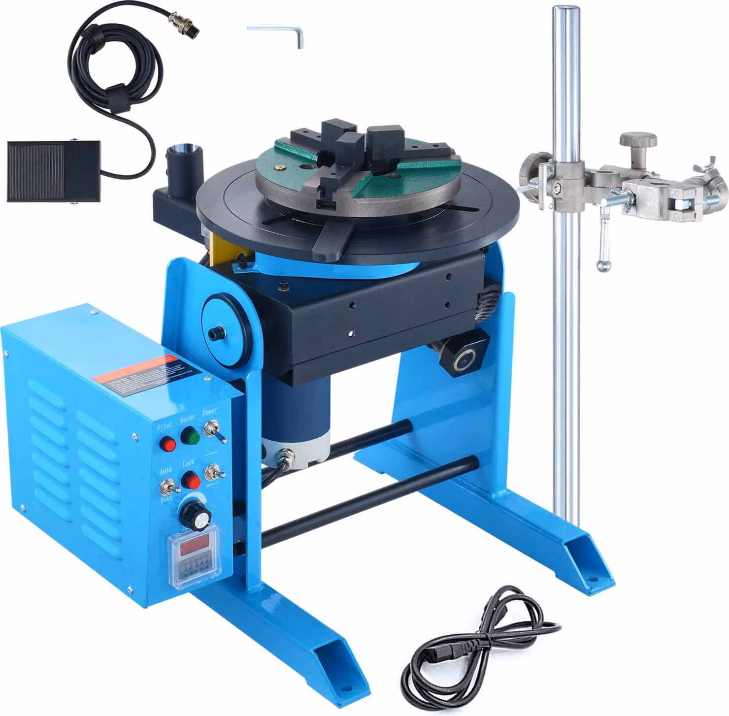 SucceBuy Posizionatore rotante per saldatura da 30 kg, tavola girevole regolabile da 0 a 90°, 1-12 giri/min, 80 W, mandrino da 12,4" e supporto per torcia. Ideale per taglio, rettifica, assemblaggio e collaudo
