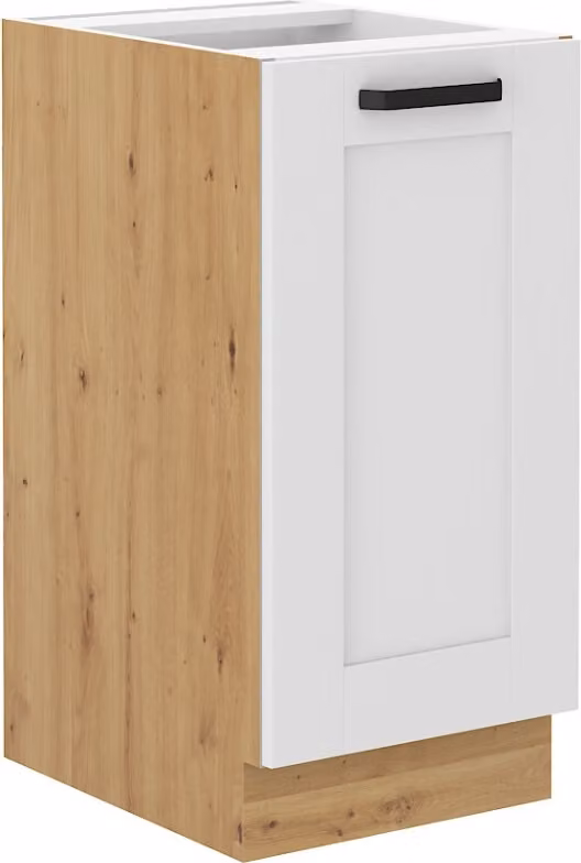 Armadietto inferiore ad anta singola LAILI - larghezza 40 cm, bianco / rovere artisan