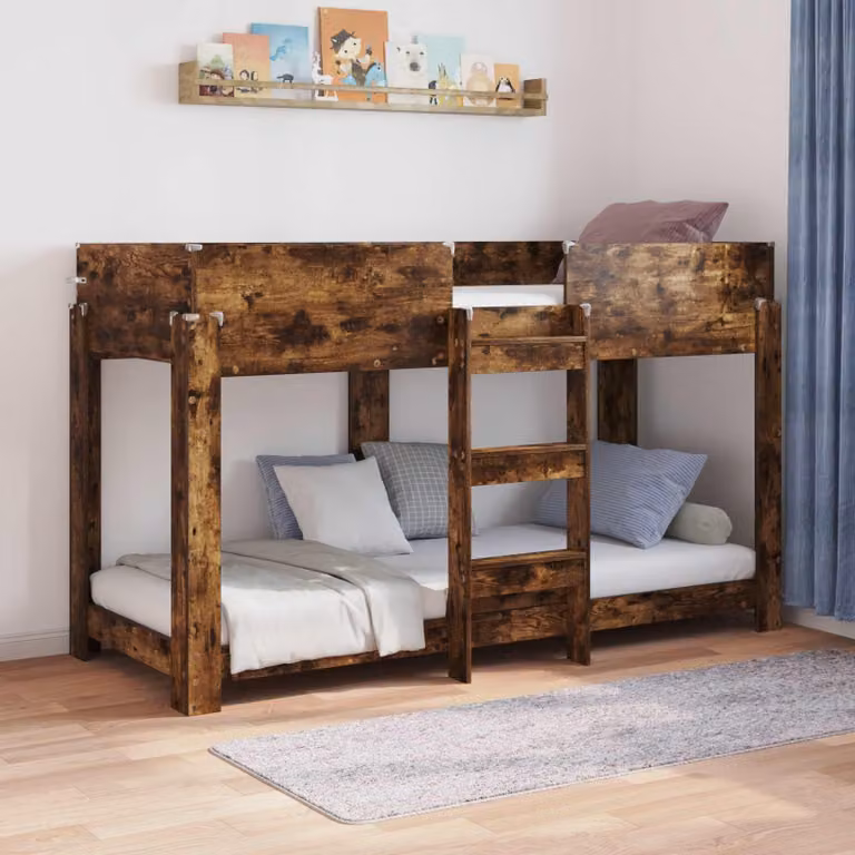 Letto a castello esclusivo per bambini, in legno di faggio affumicato, dimensioni 75 x 190 cm, realizzato in legno ingegnerizzato