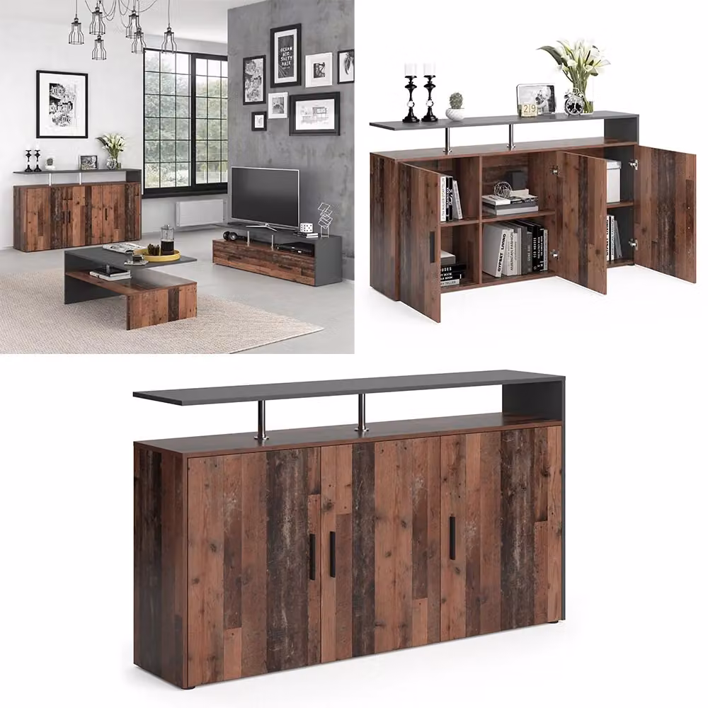 Credenza Amato Vicco in legno antico colore marrone L: 91.6 cm, P: 35 cm, H: 160 cm – 2