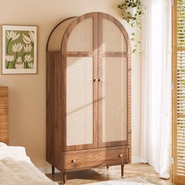 Armadio REDOM moderno con ante a battente e cassetti, colore marrone, L: 79 cm, P: 50 cm, H: 175 cm
