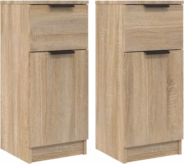 Set di 2 Credenze Design In in Legno Multistrato Rovere Sonoma, Colore Marrone e Beige, L/P/H: 30 x 30 x 70 cm