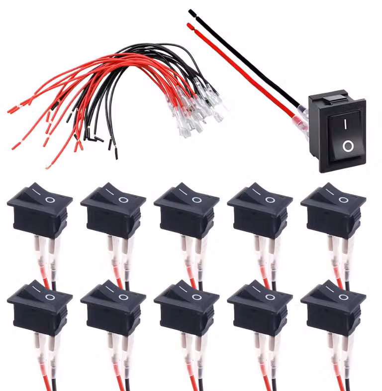 10 interruttori a levetta mini KCD1-101, 2 poli, 6A/250V
