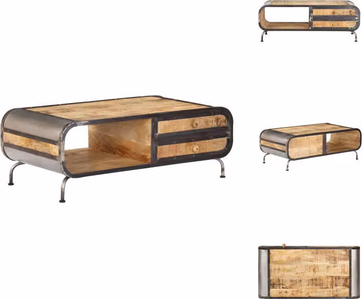 vidaXL Tavolino da caffè 100 x 50 x 35 cm in legno massiccio di mango - Tavolini da caffè