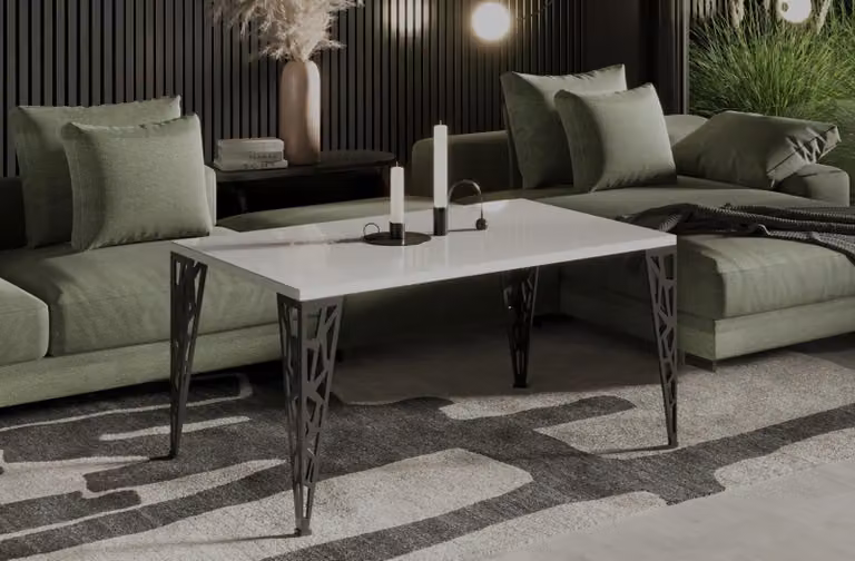 Endo-Möbel tavolino Monza 100x60x51 cm design tavolo da salotto moderno (bianco lucido)