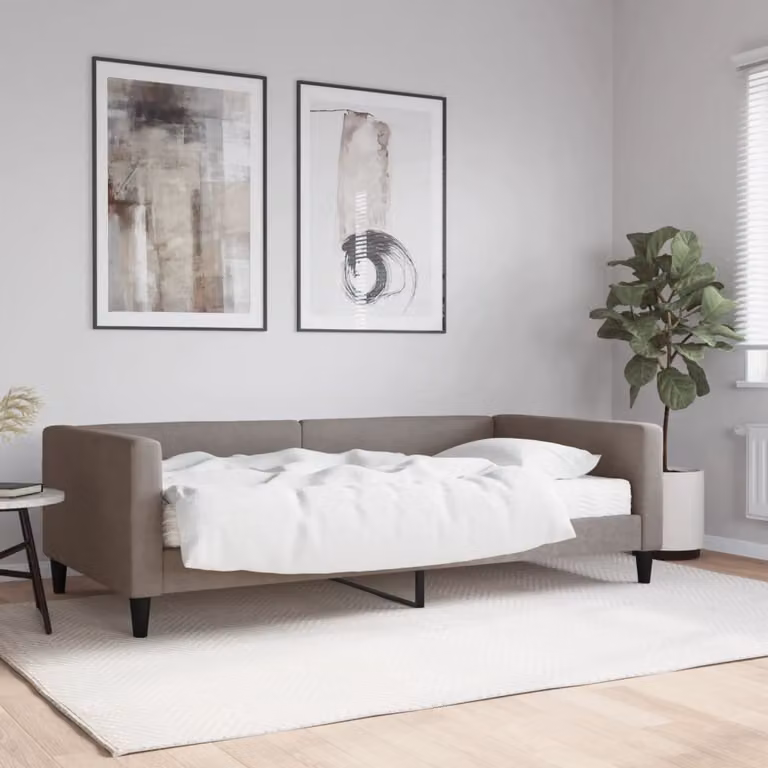 vidaXL Divano Letto con Materasso in Tessuto Tortora L: 200 cm, P: 100 cm, H: 68 cm