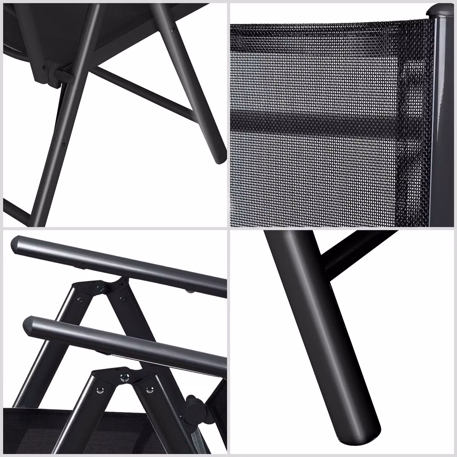 Set di 2 sedie da giardino Casaria Bern in alluminio antracite con seduta in textilene e braccioli – 4