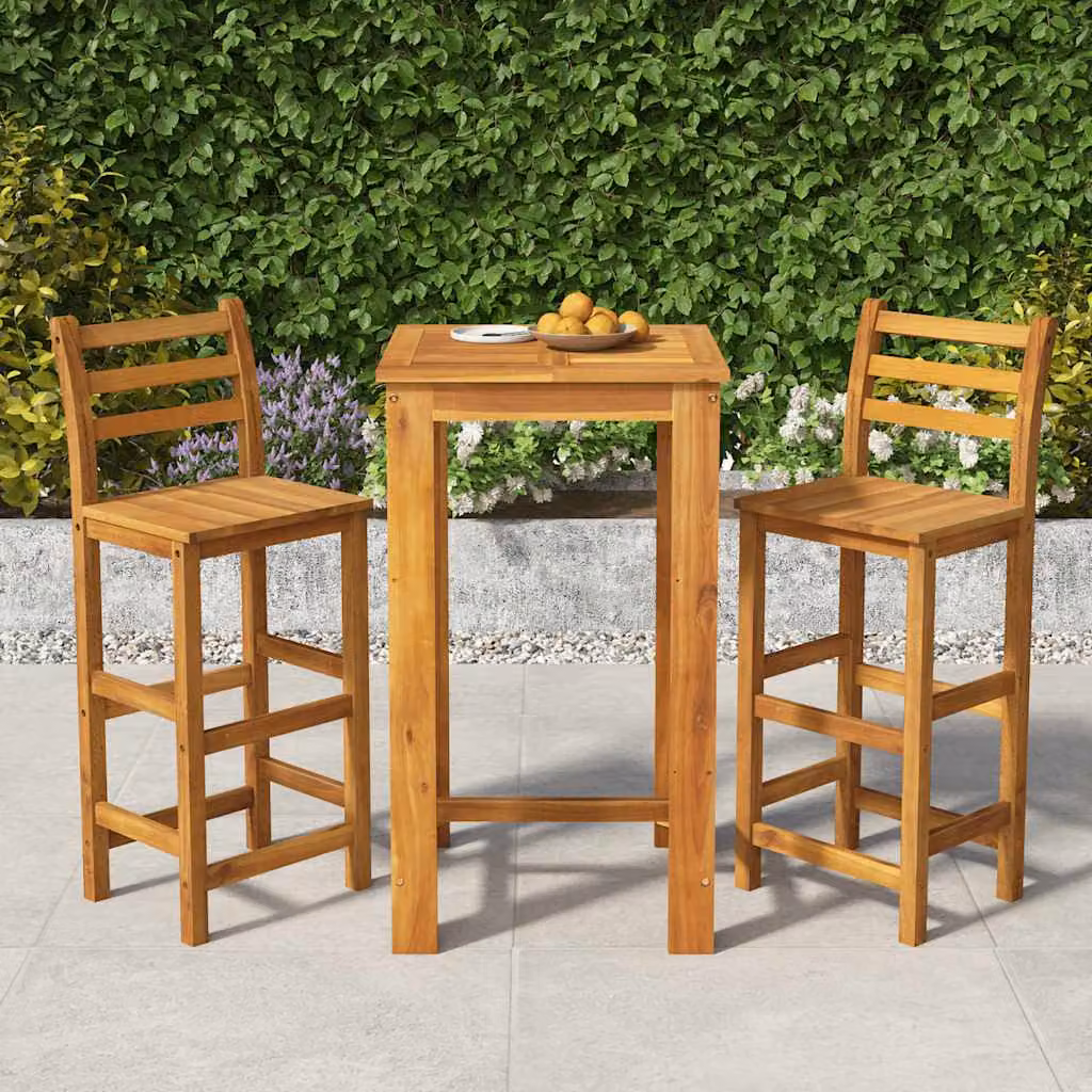 Set da Bar da Giardino vidaXL in Legno di Acacia Marrone, 3 Pezzi