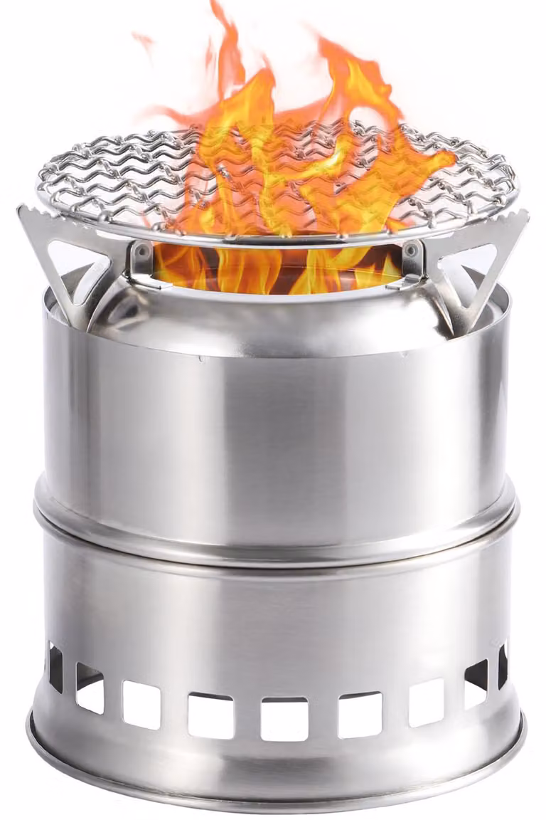 Stufa da campeggio "Hobo Oven" - Fornello compatto in acciaio inossidabile, dimensioni 14,5x14,5x8,5 cm