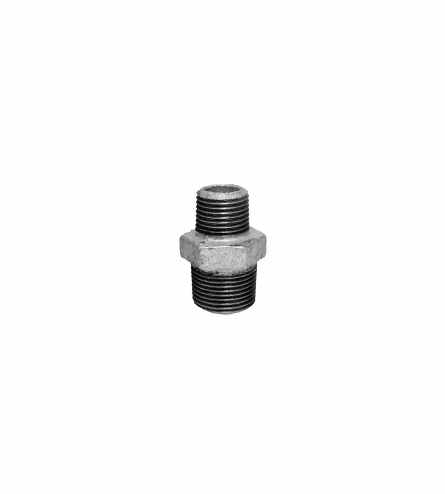 Giunto zincato ridotto maschio a doppio filetto 3/8" - 1/2"