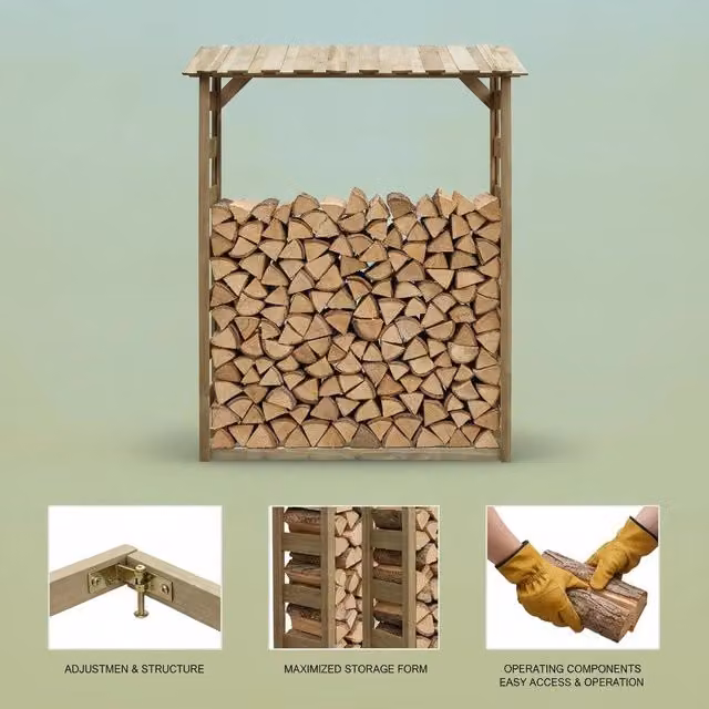 Firewood Storage Shed 150x44x176 Cm Impregnated Pine Wood