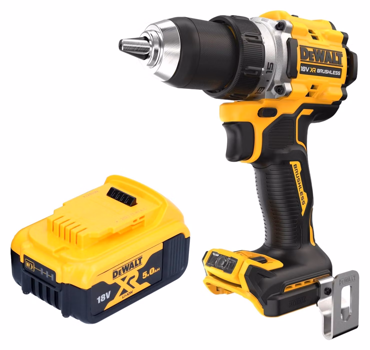 Trapano avvitatore a batteria DeWalt DCD 800 N 18 V 90 Nm senza spazzole + 1x batteria ricaricabile 5,0 Ah - senza caricatore