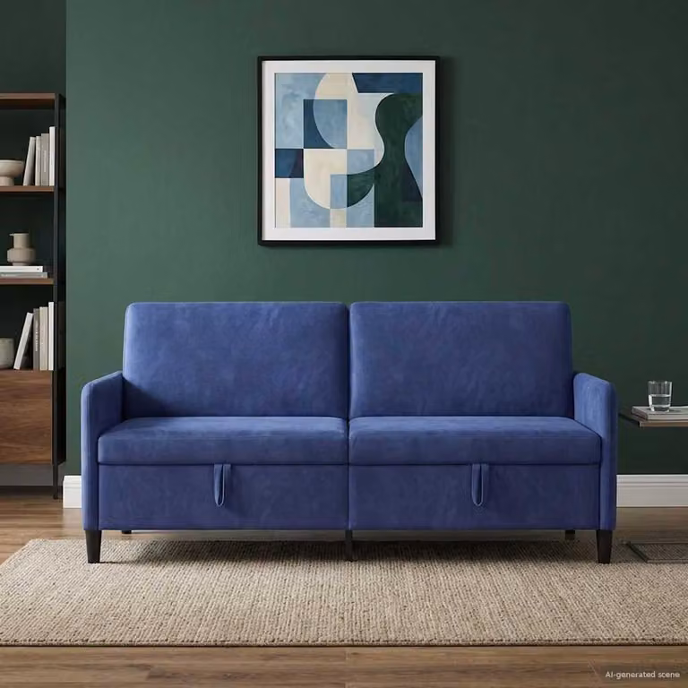 Divano con contenitore e funzione letto vidaXL, Blu Polizia, L: 192 cm, P: 78 cm, H: 87 cm