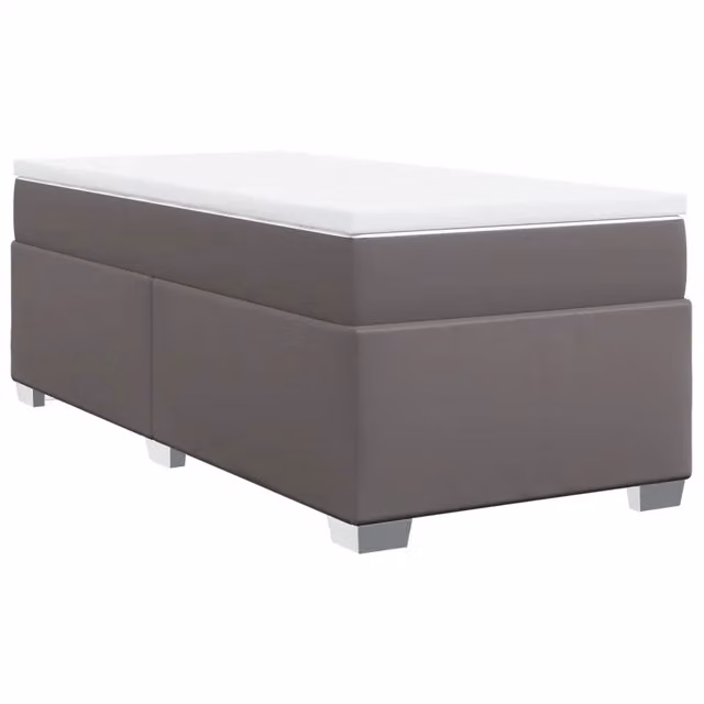Letto singolo | Letto per adulti | Giroletto a Molle con Materasso Grigio 90x190 cm in Similpelle