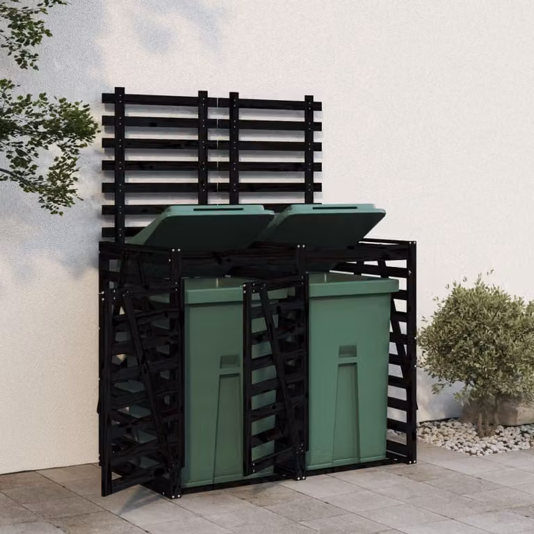vidaXL Copribidone Doppio in Legno Massello di Pino Nero per Giardino L: 128,5 cm, P: 91,5 cm, H: 91,5 cm