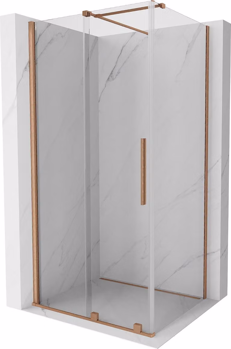Mexen Velar cabina doccia scorrevole 100 x 120 cm, trasparente, rame spazzolato - 871-100-120-01-65